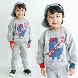 New Toddler Kids Rock Star Dinosaur Sweatshirt & Joggers Set 2pc Grey 4T 5T